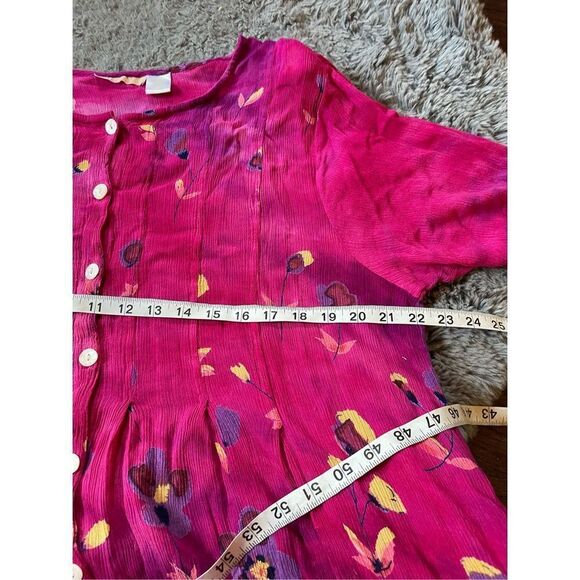 Vintage‎ womens pink floral button up midi dress - Picture 6 of 8